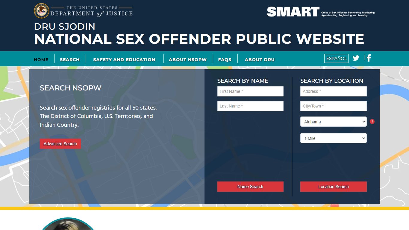 United States Department of Justice National Sex Offender Public Website